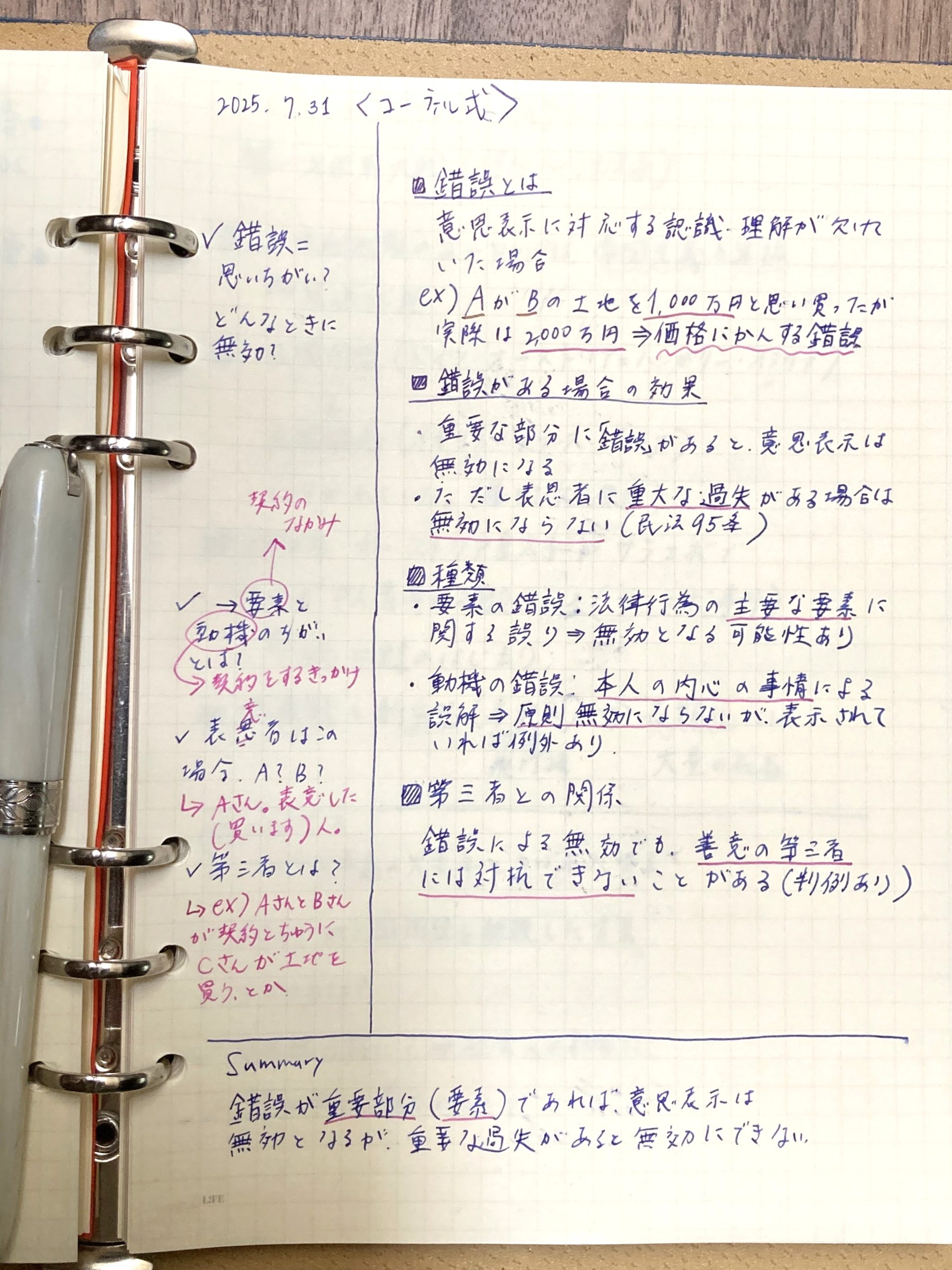 学習に最適な万年筆　コーネル法